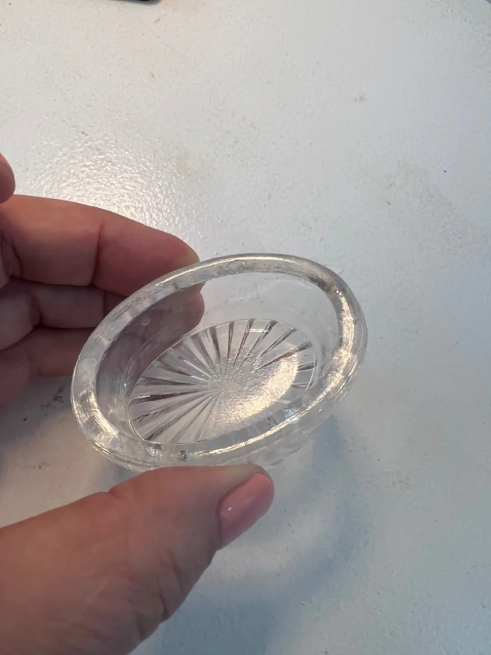 Vintage Clear Pressed Glass Oval Salt Cellar